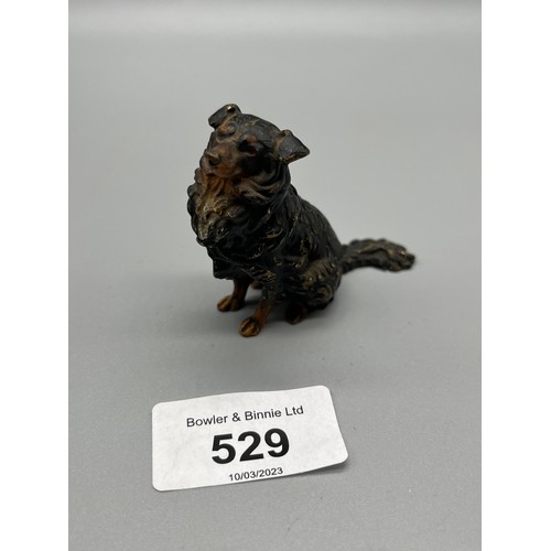 529 - Antique Bronze cold painted dog sculpture [5.5cm high]