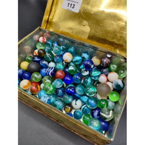 113 - Box of vintage marbles