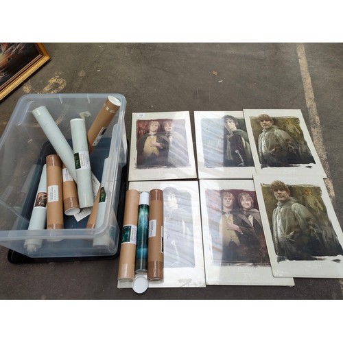 114 - Box of Lord of the Rings Lithographs and certificates and large selection of lord of the rings litho... 