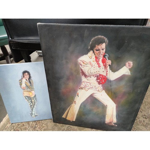 117 - Two Oil Paintings ' Elvis Presley' and 'Michael Jackson' Signed Deighan