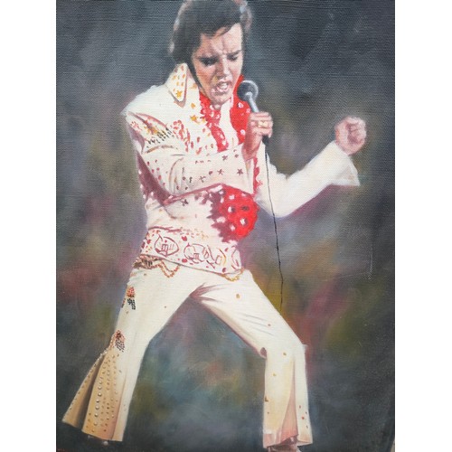 117 - Two Oil Paintings ' Elvis Presley' and 'Michael Jackson' Signed Deighan