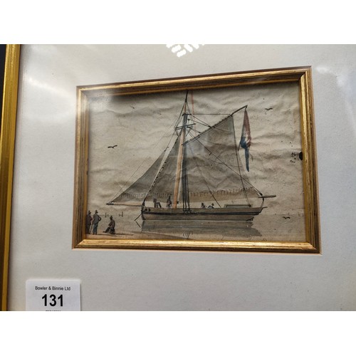 131 - Pair of vintage nautical art paintings [1 as found]