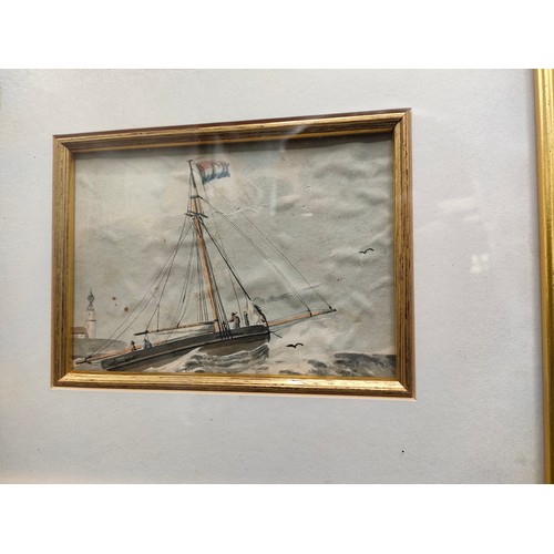 131 - Pair of vintage nautical art paintings [1 as found]