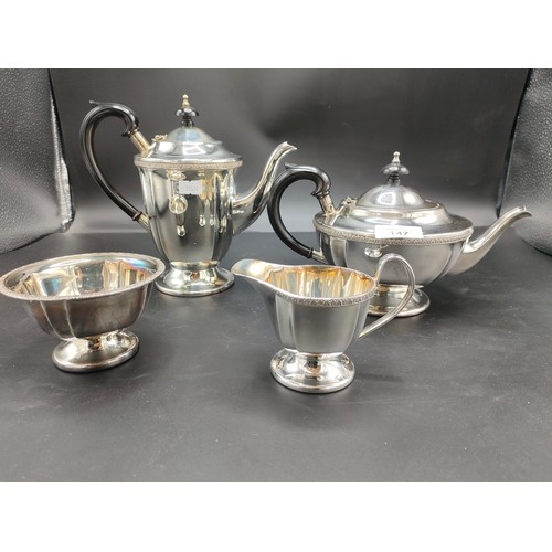 147 - Four piece Sheffield silver plated tea service