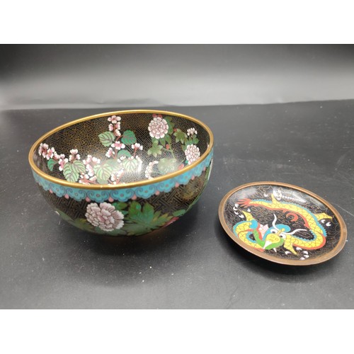 153 - 19th century Chinese Cloisonné bowl and miniature Cloisonné pin dish