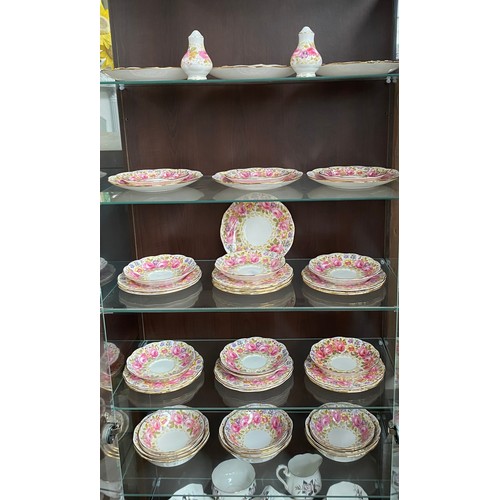 157 - A Large selection of Royal Albert 'Serena' pattern tea service plates, saucers, bowls and cruet set.