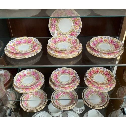 157 - A Large selection of Royal Albert 'Serena' pattern tea service plates, saucers, bowls and cruet set.