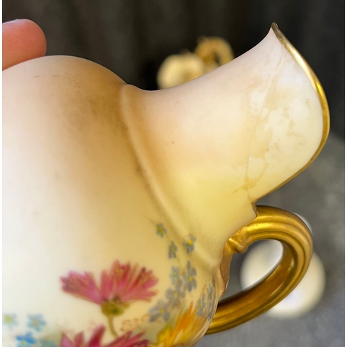 196 - A selection of Royal Worcester to include ornate ewer jug, candle sticks and vase as found in areas