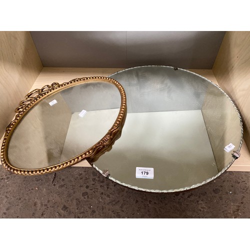 179 - Art Deco style bevel edge mirror together with a gilt frame mirror.