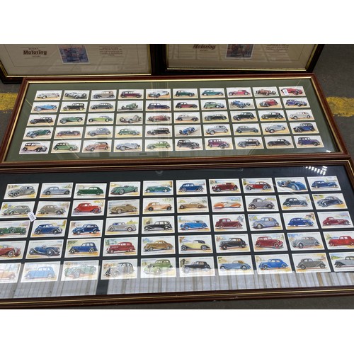 205 - Four lots of framed cigarette cards depicting transport. John Players & Sons and Castella Panatellas... 