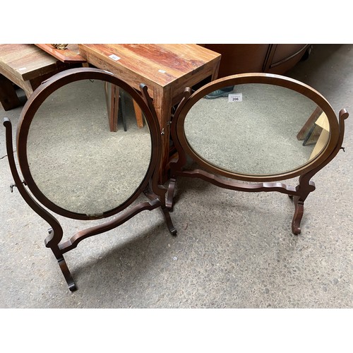 206 - Two Victorian mahogany framed shaving mirrors