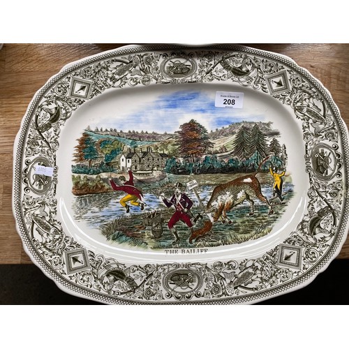 208 - Mason's Angling series dinner platter 'The Bailiff' together with Oxney Green blue and white Galleon... 