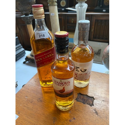 218 - Three bottlings of 'Johnnie Walker' Red Label blended Scotch Whisky, Edinburgh Gin and The Famous Gr... 