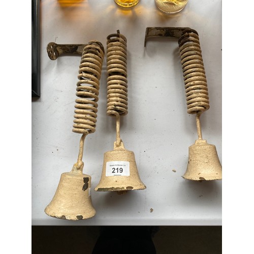 219 - Three antique service bells.