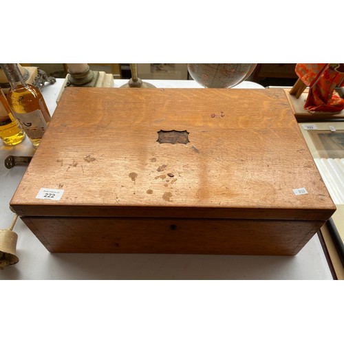 222 - Antique light oak cutlery chest containing drawers and loose cutlery