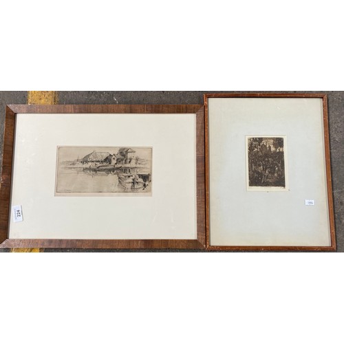 224 - Two original etchings by Sir D.Y. Cameron R.A.
'A Dutch Farm' and 'Afternoon'