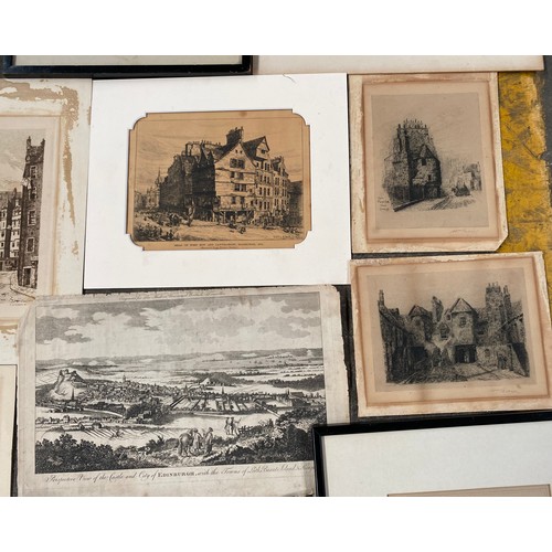 226 - A Collection of Edinburgh original etchings and engravings to include an original etching by C.H. Cl... 