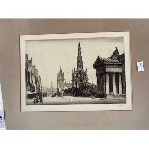 226 - A Collection of Edinburgh original etchings and engravings to include an original etching by C.H. Cl... 