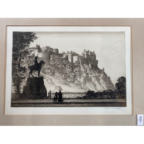 226 - A Collection of Edinburgh original etchings and engravings to include an original etching by C.H. Cl... 