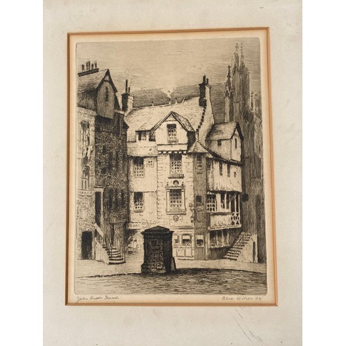 226 - A Collection of Edinburgh original etchings and engravings to include an original etching by C.H. Cl... 