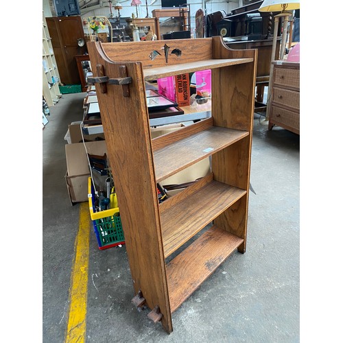 230 - Arts and crafts era four tier oak bookcase.