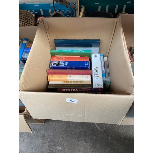 238 - A Box of mixed genre books to include Journals, Adventures of Huckleberry Finn and Dont Tell Alfred ... 