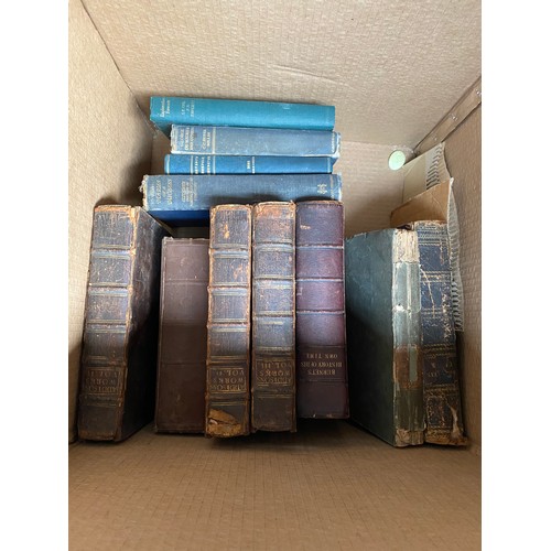 240 - A box of antique books includes Addison works, Burnet's  history of her own time, The Brook Kerith -... 