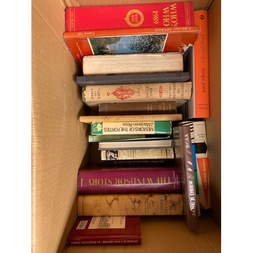 243 - A Box of books includes the Windsor story, Joseph Albers life and work, A history of jewellery 1100-... 