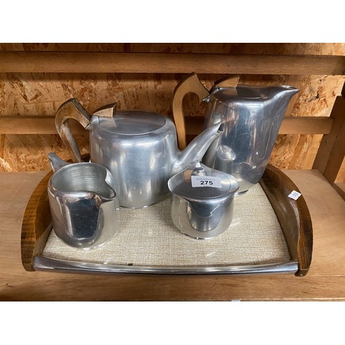 275 - A Four piece Vintage Picquot ware tea/ coffee service with tray.