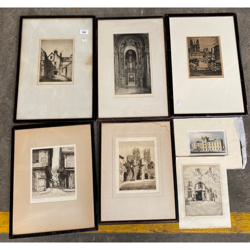 284 - A Collection of Original etchings and engravings by various artists and signed by them. 'Mercery Lan... 