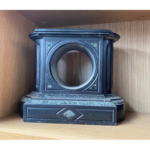 285 - 6 Antique slate and wood clock cases.