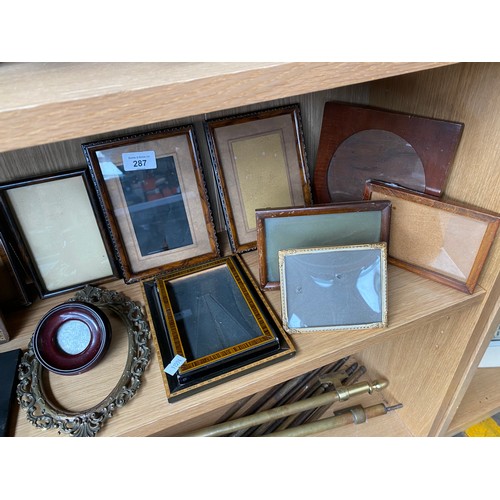 287 - A Shelf of antique photoframes of various sizes