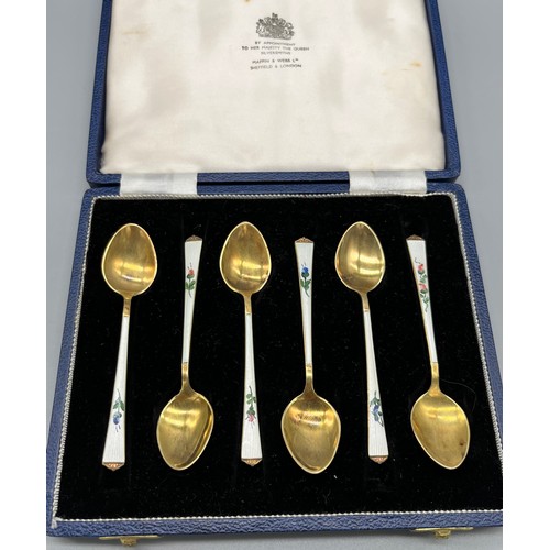 5 - A Set of 6 Sterling 925S Norwegian silver and enamel tea spoons. [One has enamel damage- see images]