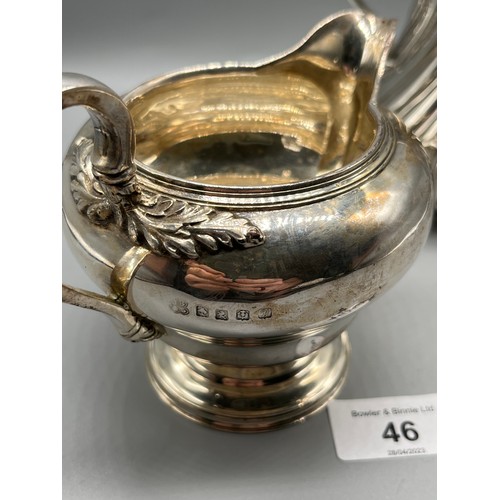 46 - Two antique silver cream jugs. Glasgow silver and Victorian London silver makers marks. [464grams]