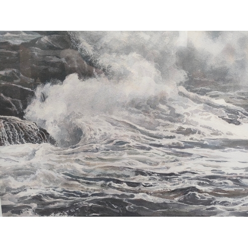 213 - Water colour titled breaking sea by John fielder