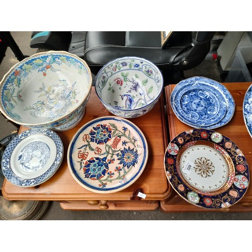 329 - A Selection of porcelain to include Scottish thorn and berry design bowl, blue and white fruit bowl ... 