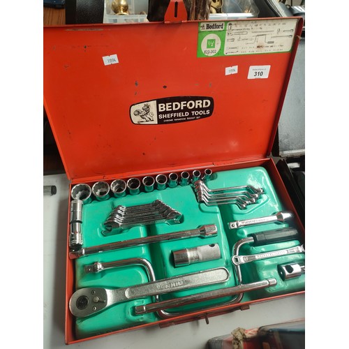 310 - Bedford Sheffield tools Chrome Vanadium Socket set within a metal travel case.