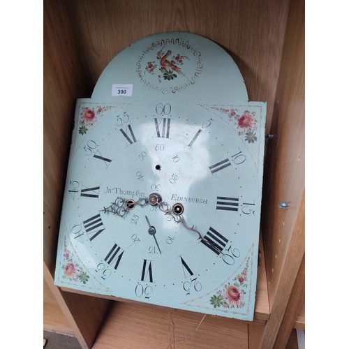 300 - 18th/ 19th century enamel painted grandfather clock face with workings. by Jason Thompson of Edinbur... 