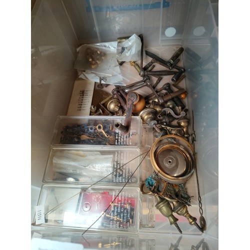 294 - A Box of clock keys and various parts.