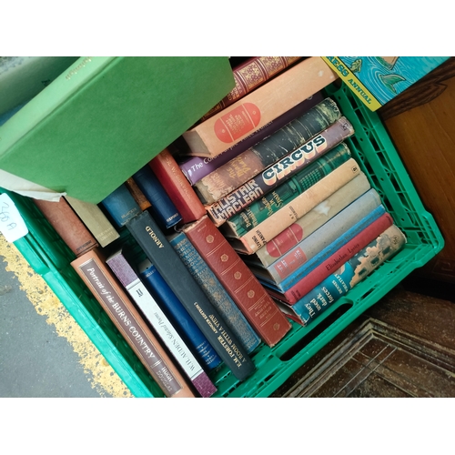 360A - A large box of antique books , crime books and Rupert