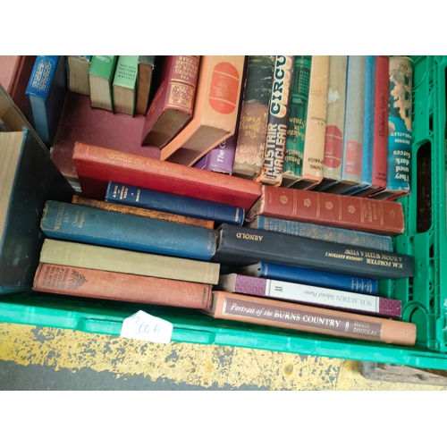 360A - A large box of antique books , crime books and Rupert