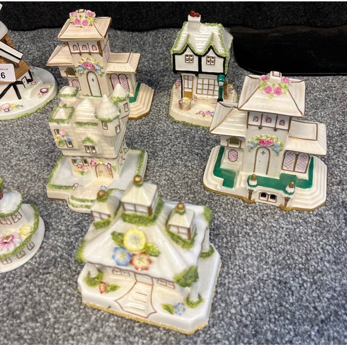 364B - A Collection of Coalport miniature house Pastille burners.