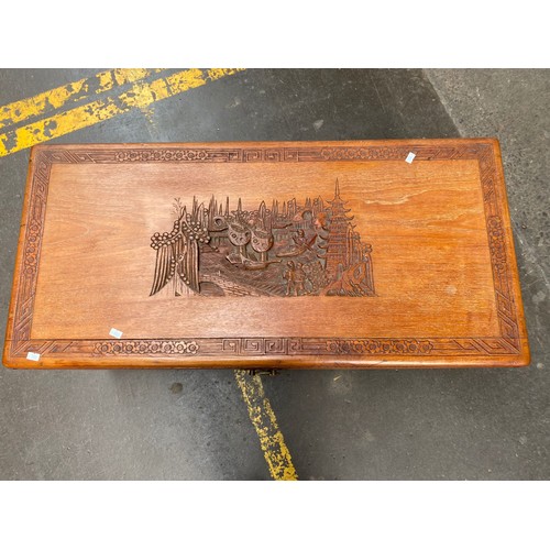 359 - Large oriental carved camphor wood chest