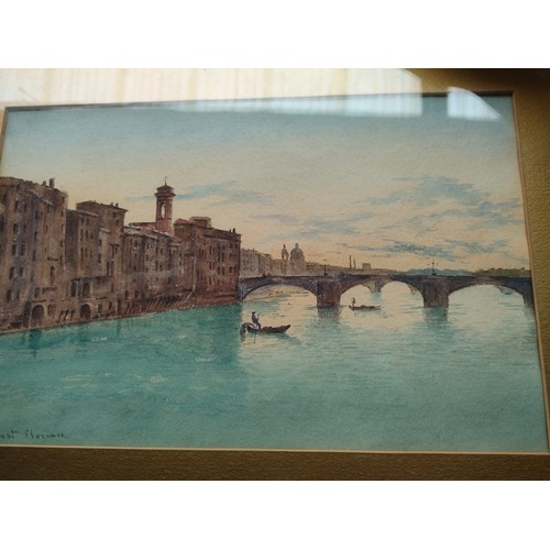 351 - Large Watercolour of 28: Venezia Panorama and signed Venice scene watercolour