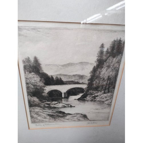 350 - Three Loch Scene signed etchings to include etching by Johnstone Baird