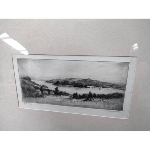 350 - Three Loch Scene signed etchings to include etching by Johnstone Baird