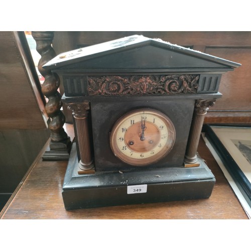 349 - Victorian Wm McGregor Edinburgh Slate mantel clock with French movement marked A D Mougin.