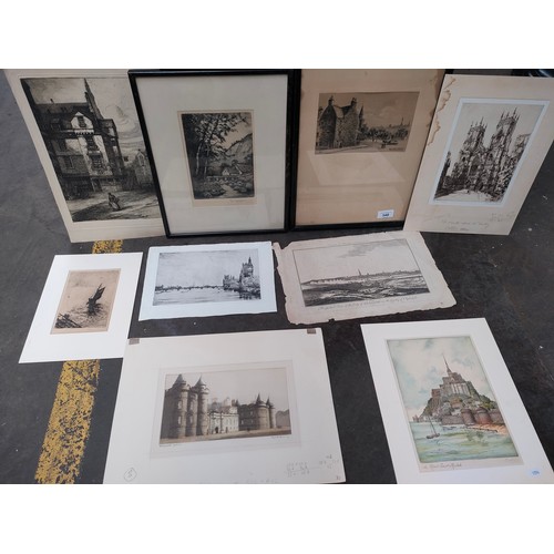 348 - Selection of Etchings and Engravings to include Provand's Lordship oldest house in Glasgow signed