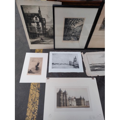 348 - Selection of Etchings and Engravings to include Provand's Lordship oldest house in Glasgow signed