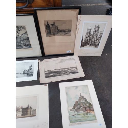 348 - Selection of Etchings and Engravings to include Provand's Lordship oldest house in Glasgow signed